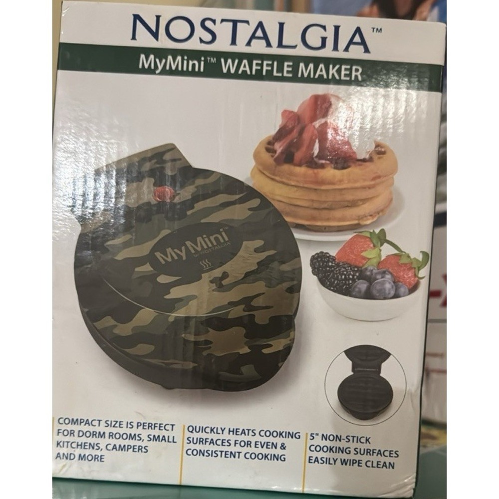 Nostalgia MyMini 5" Round Waffle Maker Non-Stick Compact 350W Electric